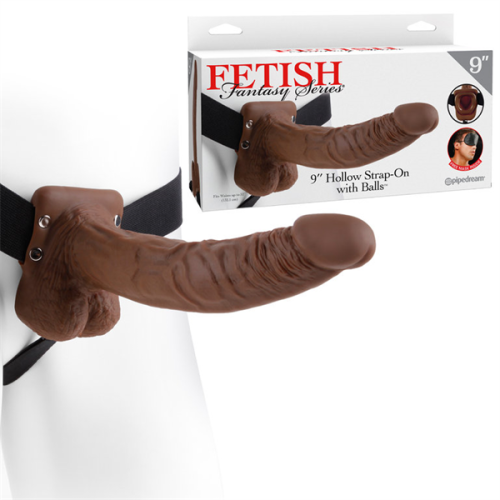 Arnc3a9s-Fetish-Fantasy-Mulato-high.png Fetish Fantasy Arnés Hollow Strap-on With Balls 9" 22.9cm Mulato