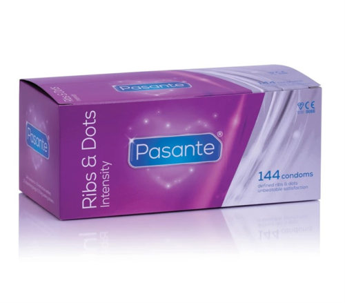 Pasante-Intensity-144-high.png Pasante - Intensity Bulk Preservativos Multitexturizados 144 Unidades