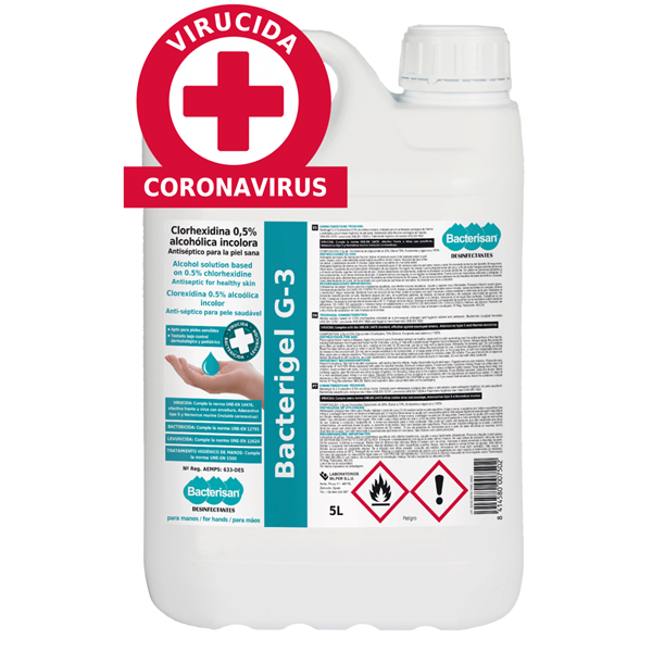 Bacterisan Gel Hidroalcohólico Sanitario Bacterigel G3 5L