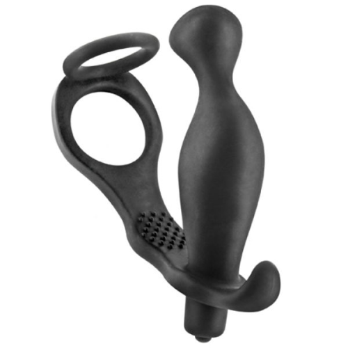 Blue Junker Anillo Pene Con Plug Vibrador Silicona Ap070