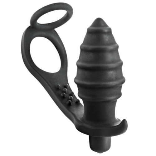 Blue Junker Anillo Pene Con Plug Vibrador Silicona Ap071