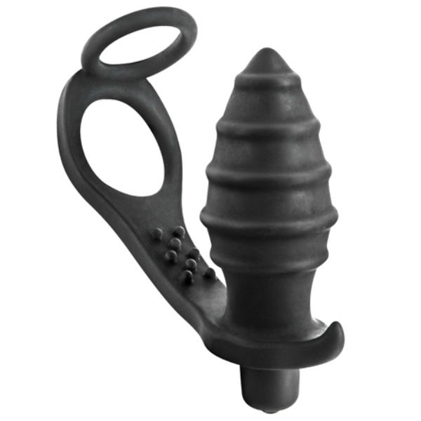 Blue Junker Anillo Pene Con Plug Vibrador Silicona Ap071