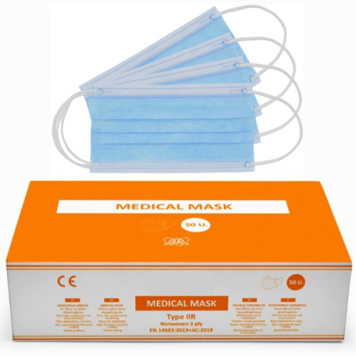 Mascarillas quirúrgicas impermeables IIR (50 pcs)
