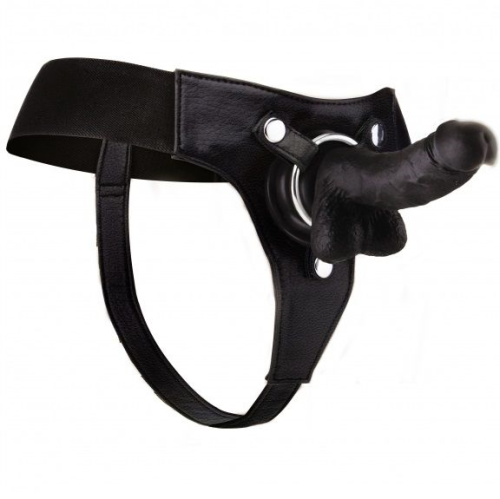 ouch-arnes-leather-realistico-negro-confortable-18cm-high.png Ouch! Arnés Strap-on Realístico Negro 7" (18cm)